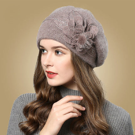 Rabbit Fur Knitted Woolen Cap