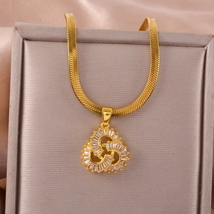 Snake Chain Ginkgo Leaf Pendant Necklace