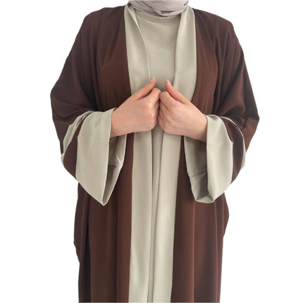 Elegant Brown Abaya with Headscarf