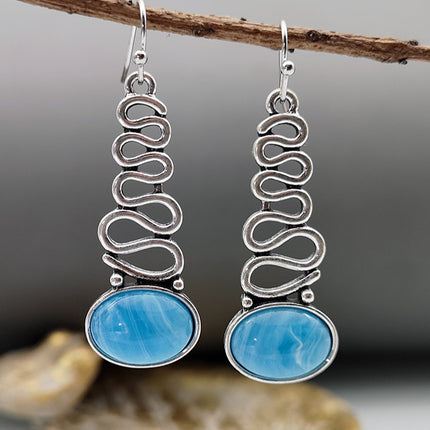 Bohemian Blue Cloud Flower Opal Earrings