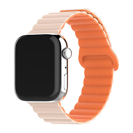 Two-color Silicone Magnetic Back Ring Buckle Band Applicable with Apple watch