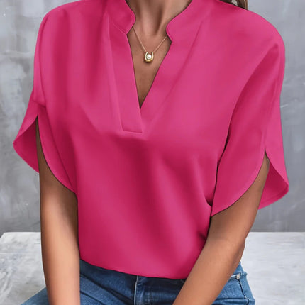 Summer V-neck Short-sleeved Chiffon Shirt