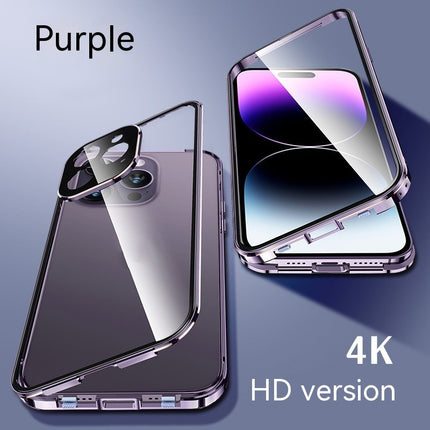 iPhone 13/14/15 Peep-Proof Magnetic Double-Sided Glass Case with Buckle