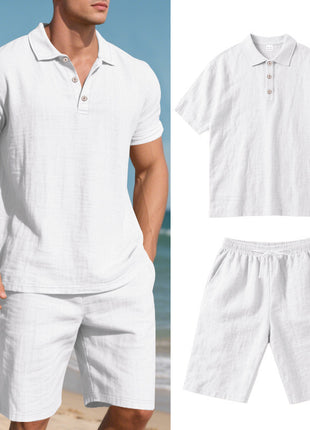 夏服 リネン カジュアル 通気性 半袖 ショートパンツ セットアップ