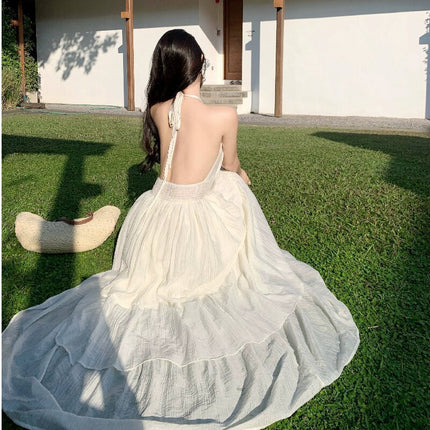 Deep V New Patchwork Slim Fit Spaghetti Straps Tiered-Ruffle Long Dress