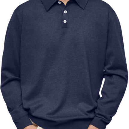 Long Sleeve V-neck Buttons Men's Casual Jacket Polo Shirt