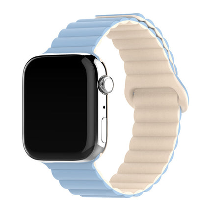 Two-color Silicone Magnetic Back Ring Buckle Band Applicable with Apple watch