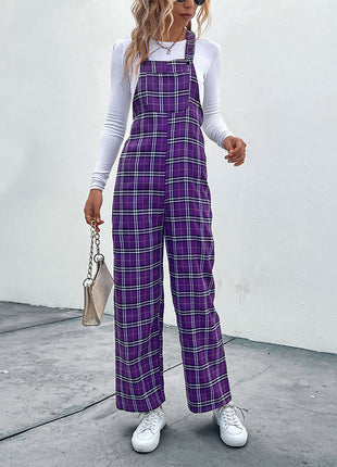 Plaid Straps Jumpsuit