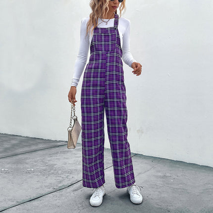 Plaid Straps Jumpsuit