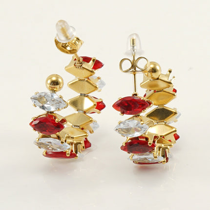 Stainless Steel Zircon Rhinestone Earrings