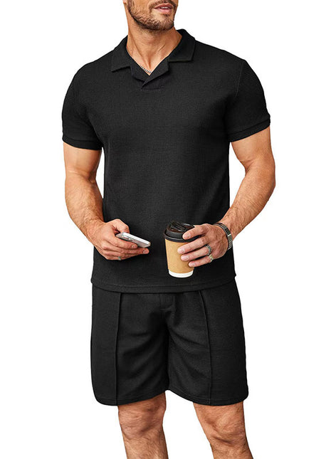 Traje de polo de piqué de verano con cuello en V