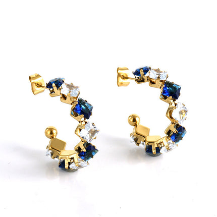 Stainless Steel Zircon Rhinestone Earrings