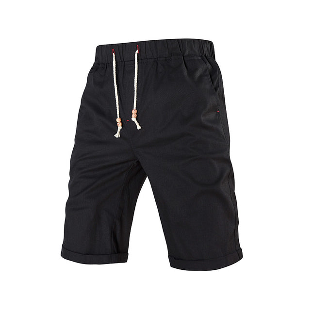 Summer Sports Casual Shorts Drawstring Zipper Pocket With Solid Color