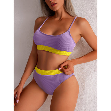 High Waist New Push Up Boquin Ribbed High Cut Bikinis Set