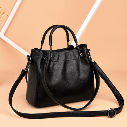 Korean Soft Leather Bucket Handbag