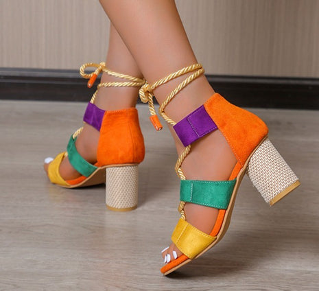 Chunky Strap High Heels