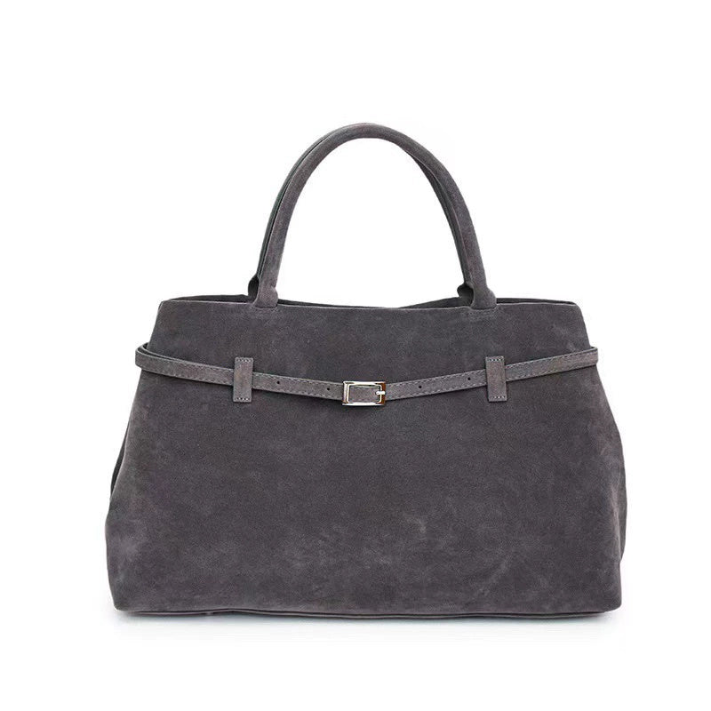 Solid Faux Suede Large Capacity Tote Bags