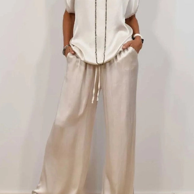 Loose Shirt Wide Leg Pants Casual Suit