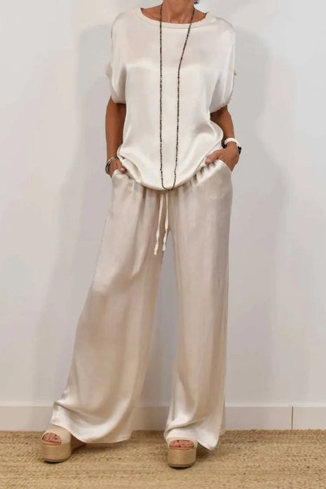 Camisa Holgada Pantalones de Pierna Ancha Traje Casual