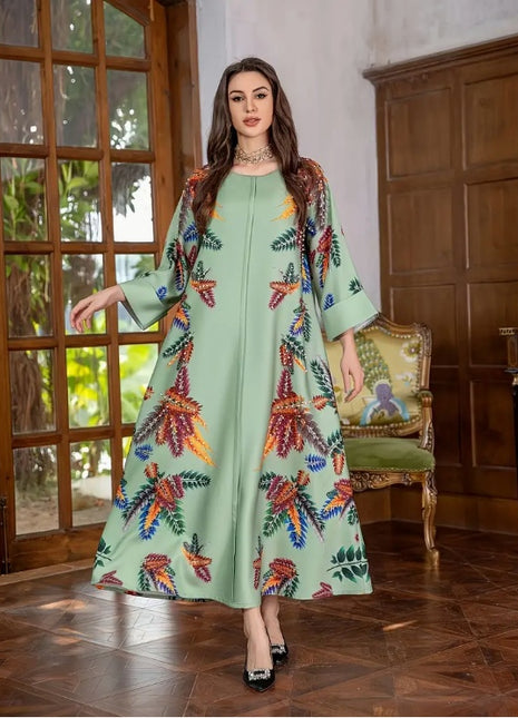 Vestido verde claro de manga larga