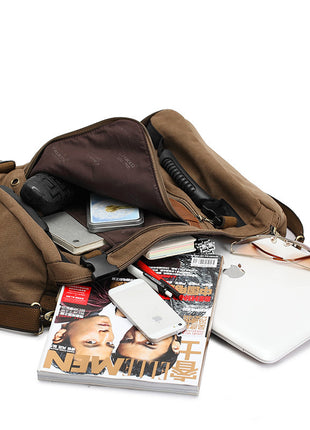 Canvas Backpack Huge Travel School Shoulder Computer Functional Versatile Bags Multifunctional Laptop Bag