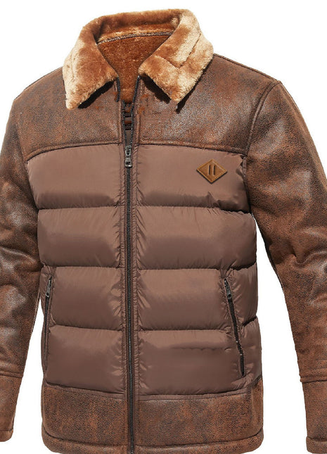 Chaqueta moderna de moda integrada con piel para hombre