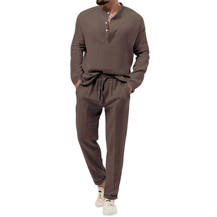 Casual Long Sleeve Shirt And Trousers Suit