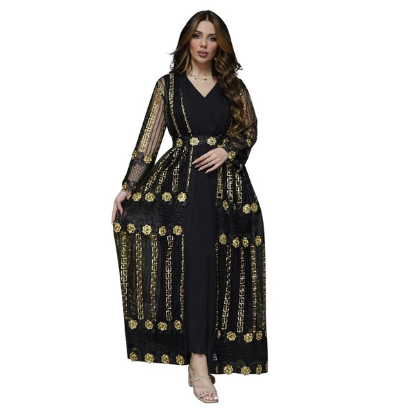 Vest and Long Kraft Tan Dress Set