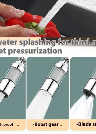 Strawberry being washed with water from a faucet, followed by three different pressure settings of the faucet.