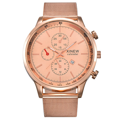 Reloj de cuarzo de acero inoxidable a la moda con fecha