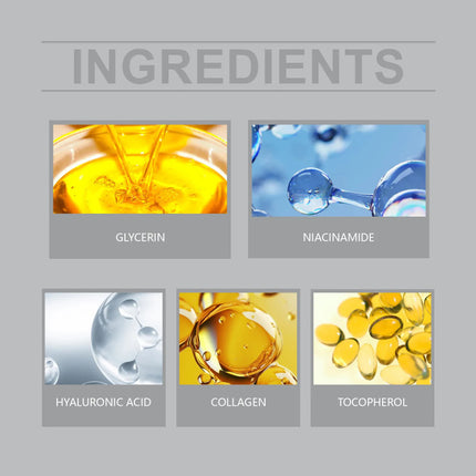 Ingredients displayed with images and labels on a gray background