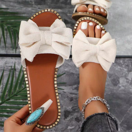 Bottom Rhinestone Bowknot Cloth Flat