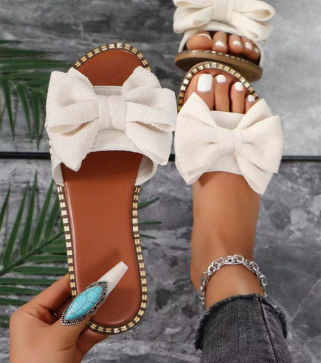 Bottom Rhinestone Bowknot Cloth Flat