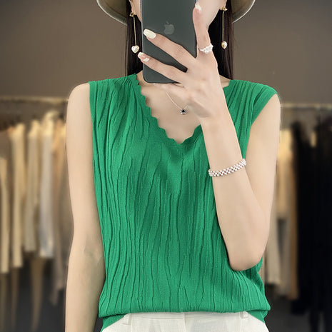 V-neck Ice Silk Camisole Sleeveless Top