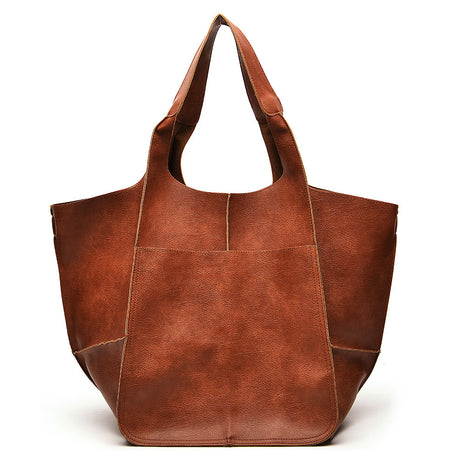 Simple Big Bag Soft Leather Shoulder Tote