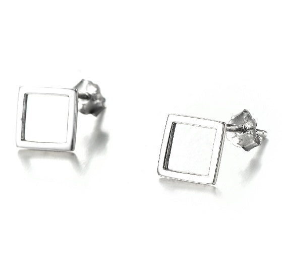 925 Sterling Silver Square Shape Earrings