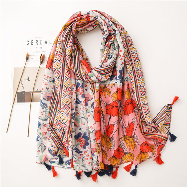 Japanese Style Artistic Cotton and Linen Scarf Bohemian Cashew