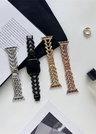 Apple Watch 用 シングルロウ V字チェーン デニムチェーン メタルウォッチバンド