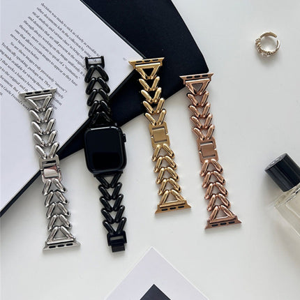 Suitable For Apple Watch Single Row V Chain Denim Chain Metal Watch Band