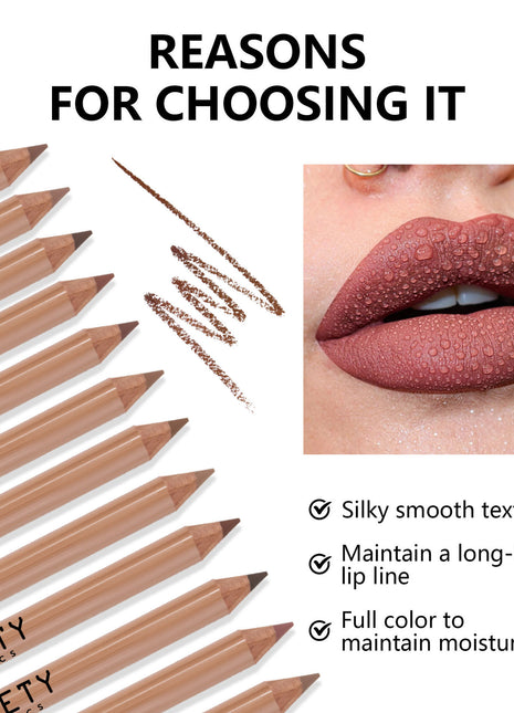 SHCOETY Matte Lipstick & Lip Liner Set of 12 | Long-Lasting Waterproof Lip Pencil Collection