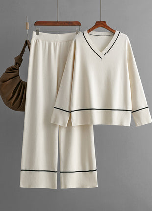 Loose Casual Knitted Sweater Pullover Two-piece Set