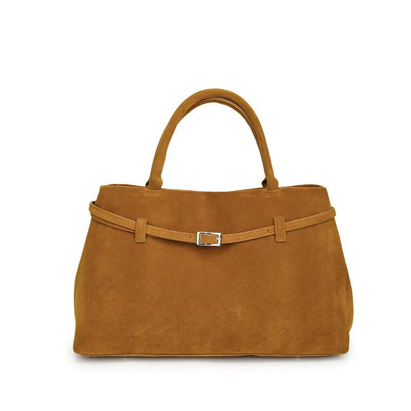 Solid Faux Suede Large Capacity Tote Bags