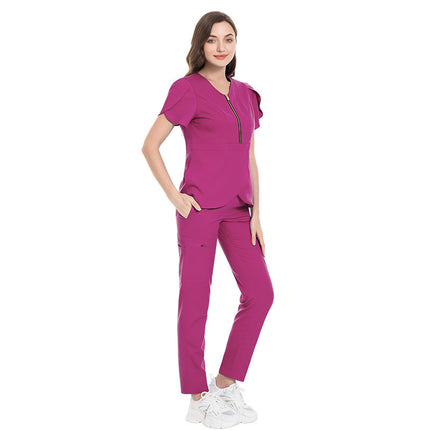 Slim Fit Nurses' Uniform Short Sleeve Pants Suit
