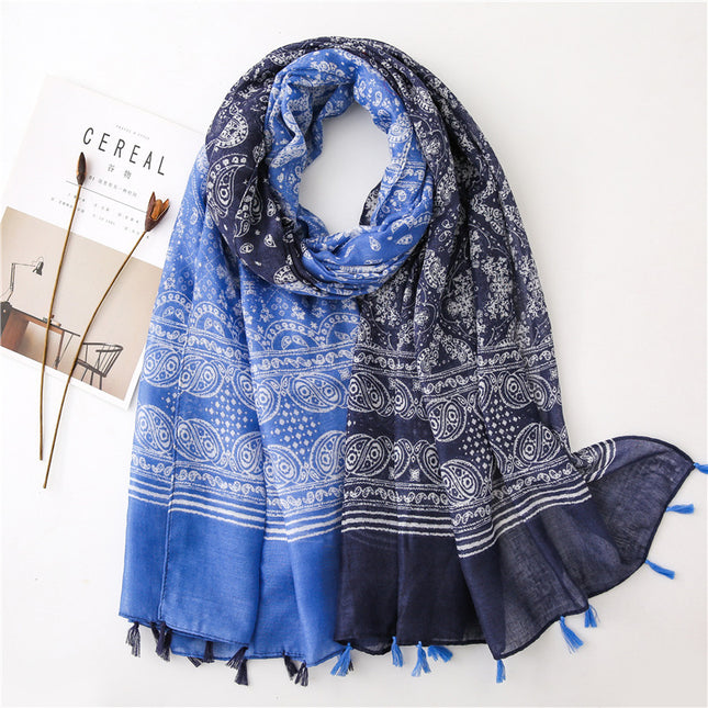 Japanese Style Artistic Cotton and Linen Scarf Bohemian Cashew