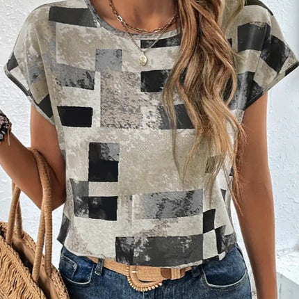 Aztec Crew Neck Durable Non-Stretch Fabric T-Shirt