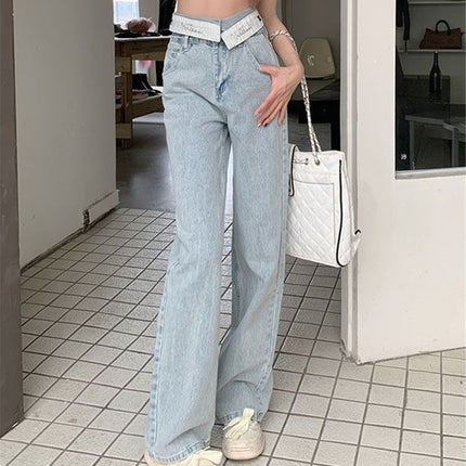 High Waist Wide Leg Flanging Waist Jeans