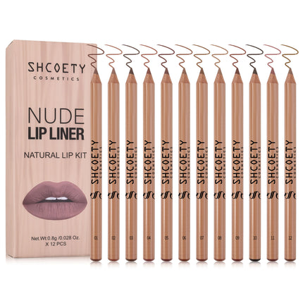SHCOETY Log Matte Lipstick & Lip Liner Set of 12