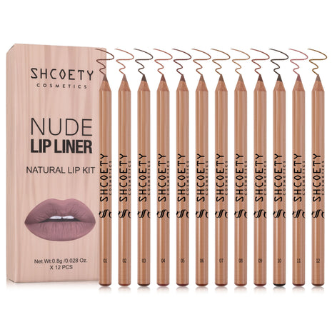 SHCOETY Matte Lipstick & Lip Liner Set of 12 | Long-Lasting Waterproof Lip Pencil Collection