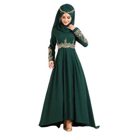 Embroidered High Waist Elegant Graceful Closed Abaya with Headscarf