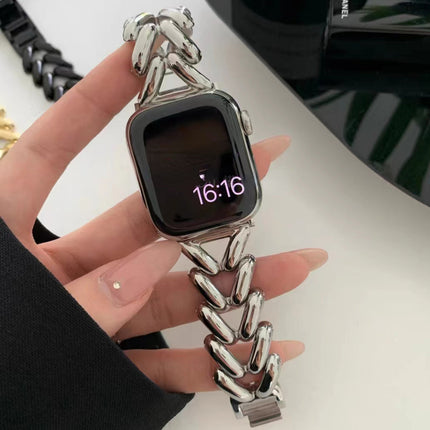 Suitable For Apple Watch Single Row V Chain Denim Chain Metal Watch Band